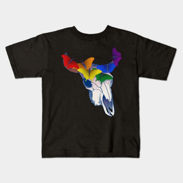 Gay Pride Skull Kids T-Shirt by DustbunnyStudios